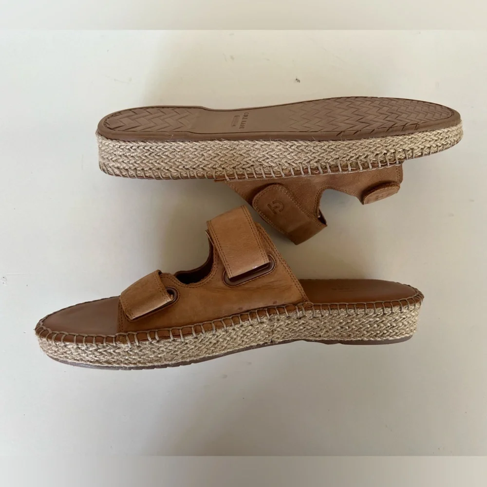 Cole Haan Leather Cloudfeel Espadrille Slide Sandals in Pecan Tan, 11B - Picture 9 of 13